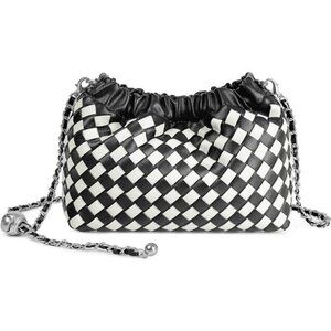 Woven Women's Crossbody Bag Woven Leather-black White